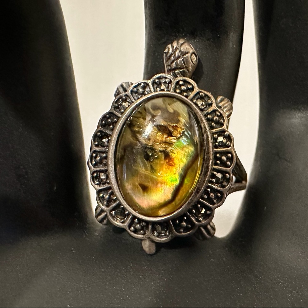 Silver Tone Turtle Ring - image 3